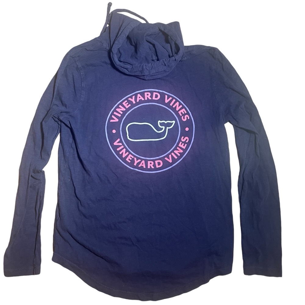 Vineyard Vines Womens S Hoodie Navy Blue Whale Cotton Long Sleeve Preppy Shirt